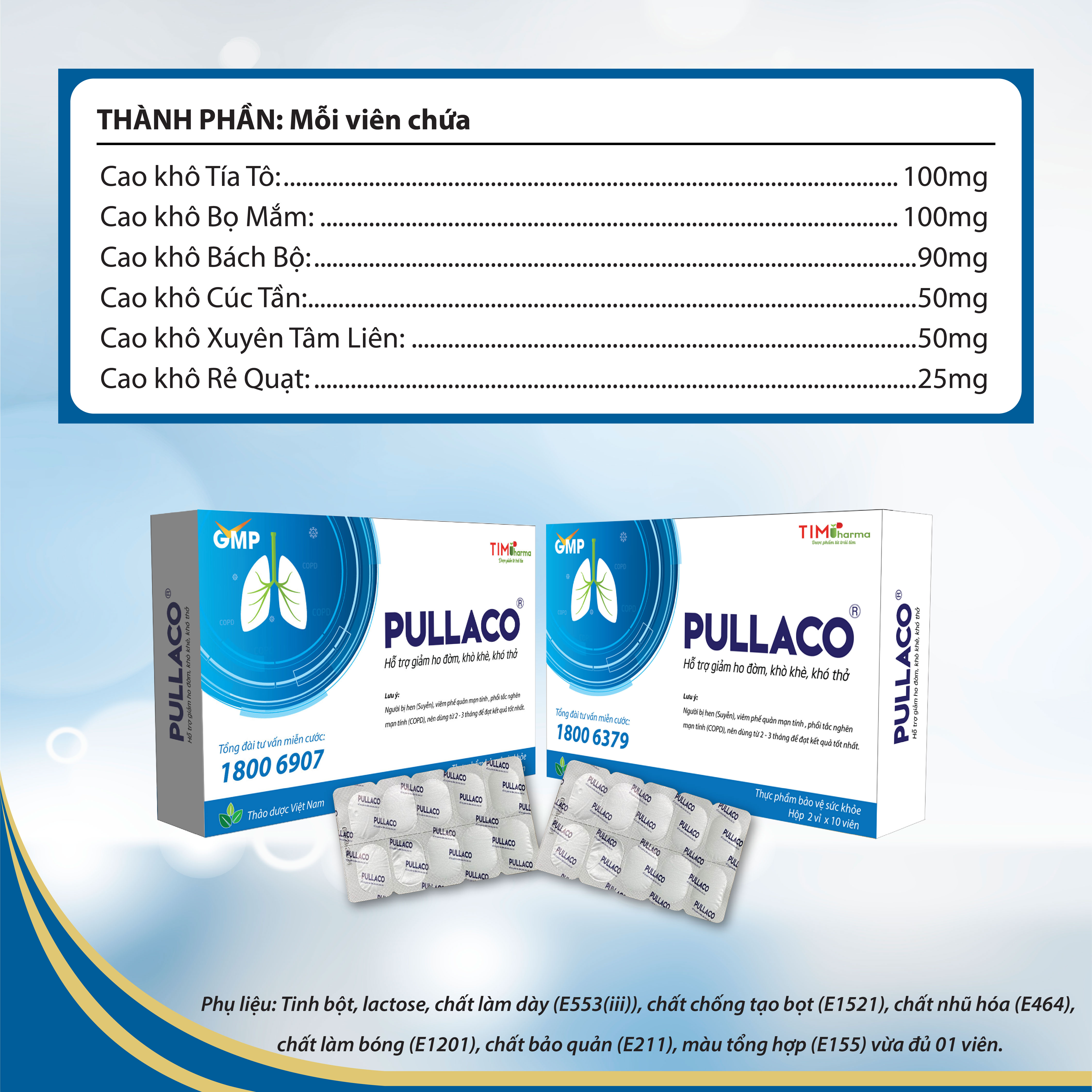 TPBVSK PULLACO – Hỗ trợ giảm ho đờm, khò khè, khó thở