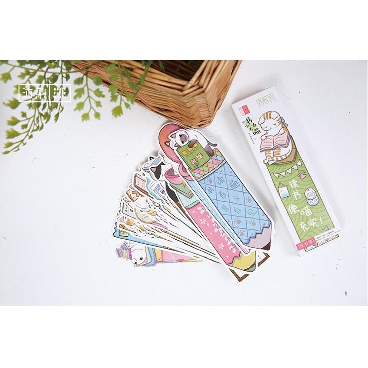 Hộp 30 Đánh Dấu Trang Sách Bookmark Chú Mèo Học Vấn