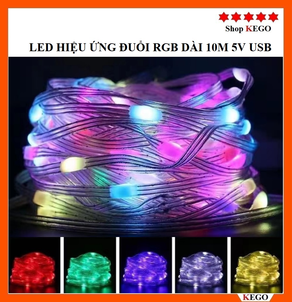 [HOT] 10M Dây đèn RGB 5V chân USB trang trí nháy theo nhạc, chống nước chỉnh app điện thoại