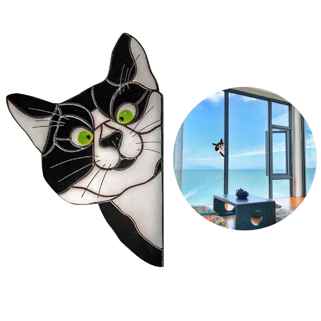 Peeking Cat Stained Glass Suncatcher Lover Gift Stained Glass Window Hanging