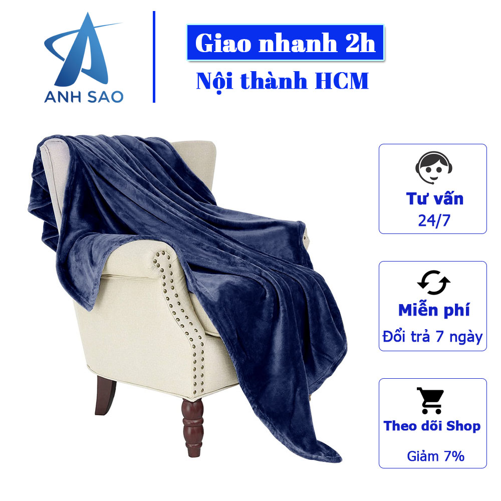 Mền lông cừu xanh dương đậm cao cấp A - 1m8x2m