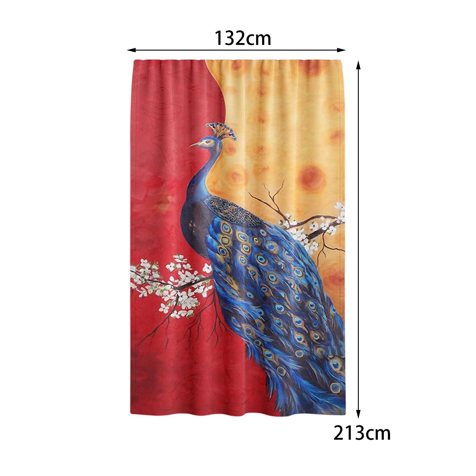 Peacock Print Window Panels Animal Pattern for Living Room Bathroom Kitchen