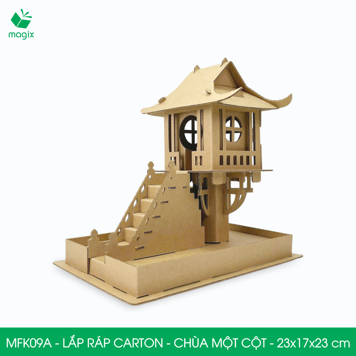 MFK09A - 23x17x23 cm - Mô hình Chùa Một Cột lắp ráp từ bìa carton cao cấp, mô hình địa danh Việt Nam