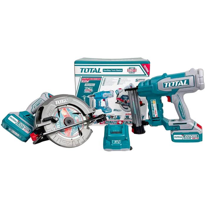 BỘ COMBO MÁY BẮN ĐINH TCBNLI2005 &amp; MÁY CƯA ĐĨA TRÒN KHÔNG CHỔI THAN TSLI1851 DÙNG PIN 20V TOTAL TOSLI240866 - HÀNG CHÍNH HÃNG