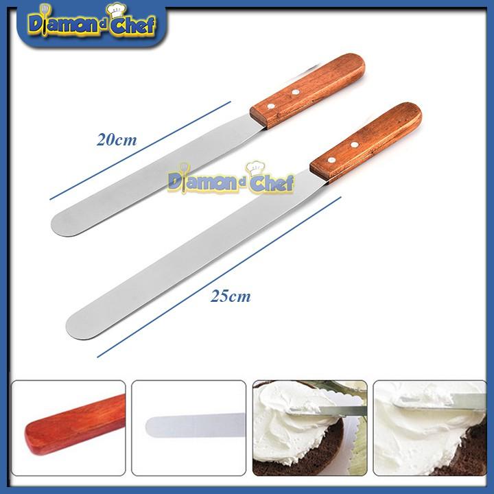 Dao phết kem chà láng bánh lưỡi thẳng cán gỗ 20cm-25cm