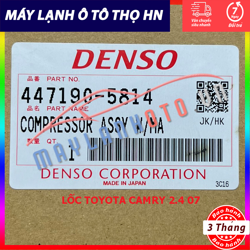 Lốc điều hòa (block,máy nén) Toyota Camry 2.4 - Hiace - RAV4 2007 2008 2009 2010 Denso Nhật 07 08 09 10