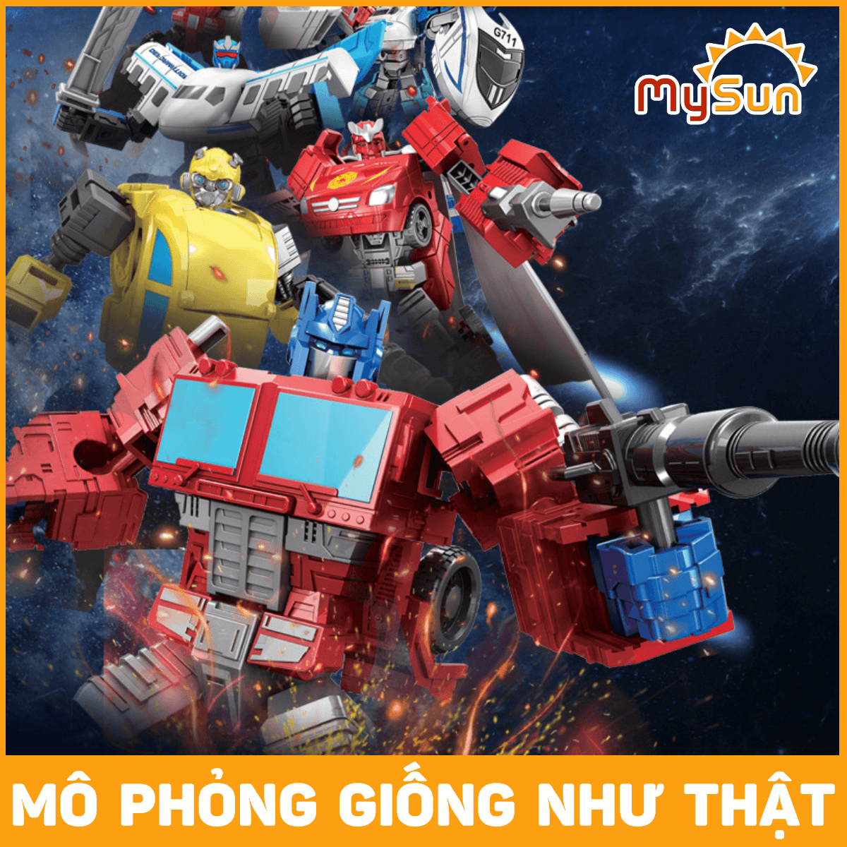 Đồ chơi mô hình Robot biến hình xe ô tô Transformer Optimus Prime, Bumblebee MySun