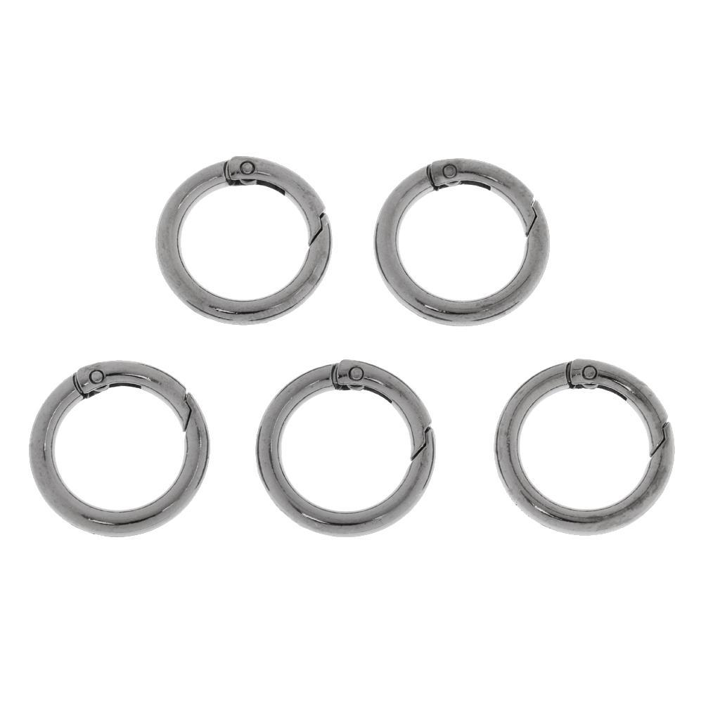 2-3pack 5 Pieces 28mm Alloy Round Carabiners Camping Spring Clip Keychain Black