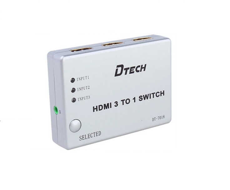 Bộ gộp HDMI 3 vào 1 ra (có Remote) Dtech DT-7018 chính hãng