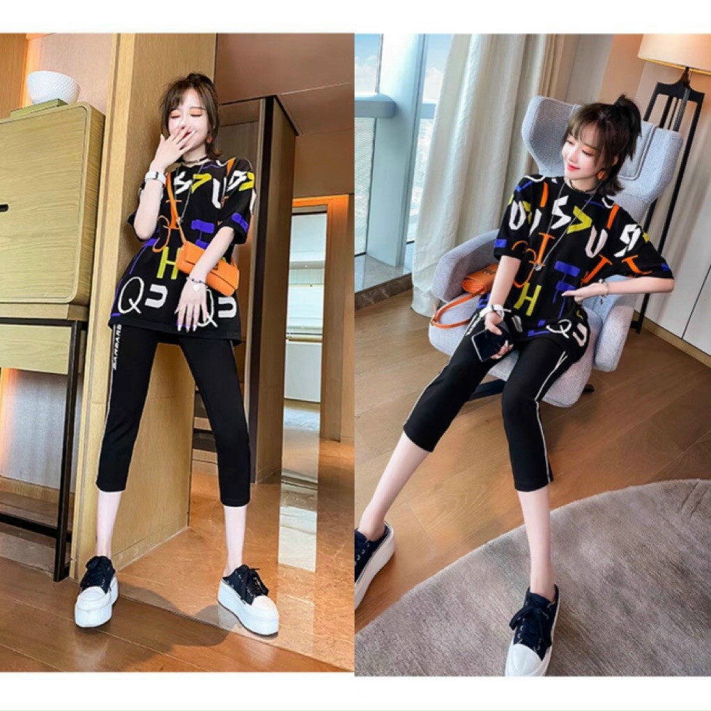 Đồ bộ thun cotton ngố nữ họa tiết