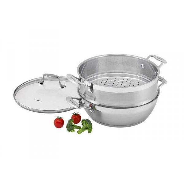 Chảo inox đáy từ kèm xửng hấp cao cấp Scanpan Impact 28cm, thiết kế 3 lớp, an toàn sức khỏe, hàng chính hãng 71122810