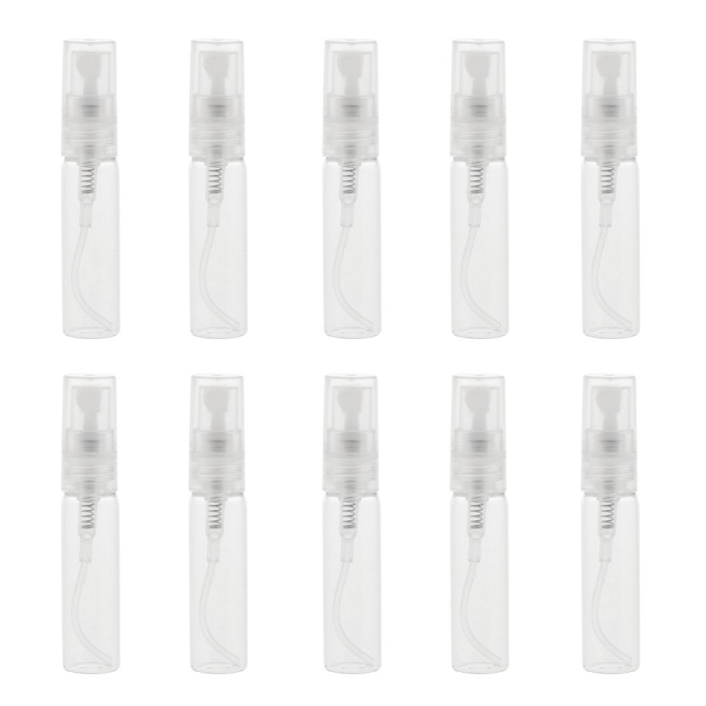 10Pcs Glass Perfume Empty Bottle Pump Sprayer Refillable Travel 3ml
