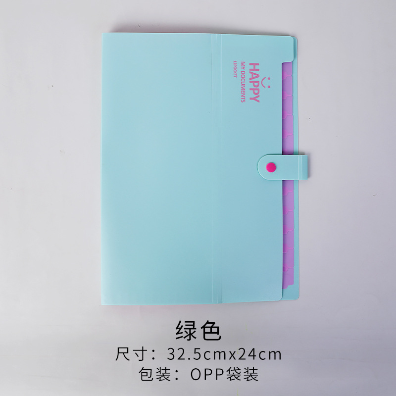Cặp file túi đựng tài liệu A4 5 ngăn, 12 ngăn HAPPY