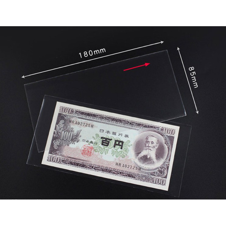 SIZE 7.5 - Bịch 50 miếng phơi nilon OPP bảo quản tiền giấy và tem sưu tầm chất lượng , kích thước 85x180 mm.