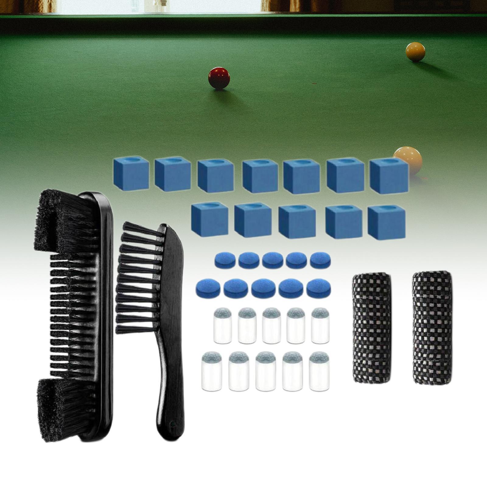 Billiards Pool Table with Rail Brush Wooden Cleaning Brush 10 Blue Cue Tips  Durable Cleaning Tools Billiard Accessories