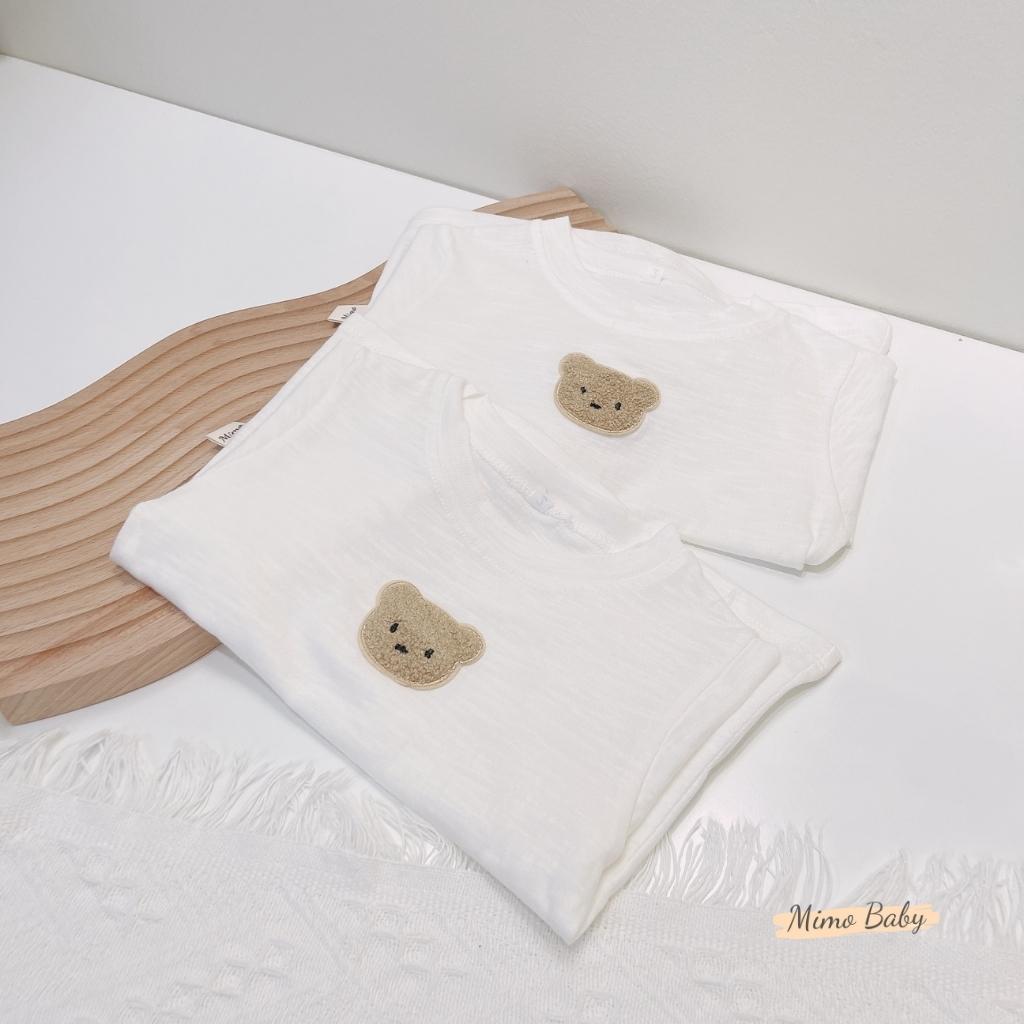 Áo cotton xước, áo cộc tay mùa hè đính gấu thêu dễ thương cho bé QA30 Mimo Baby