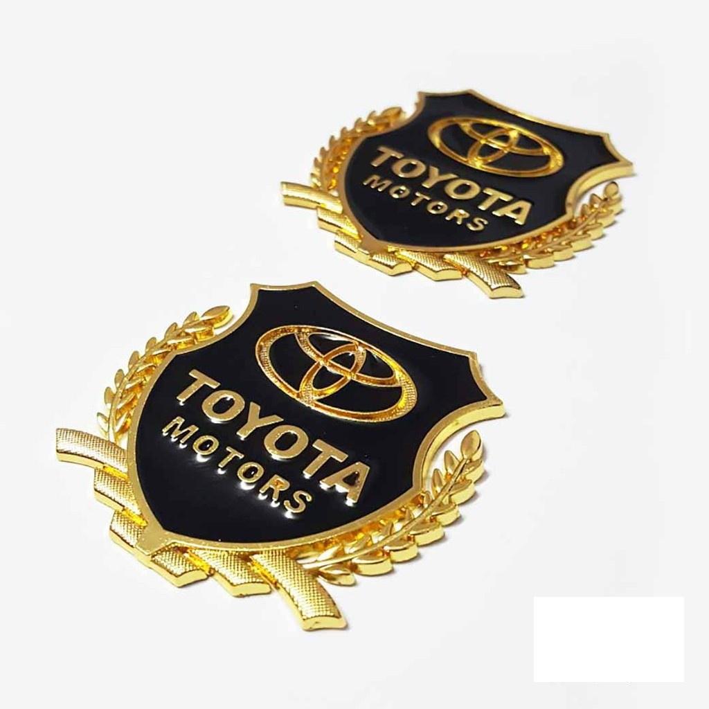 Bộ 2 Logo bông lúa nổi Toyota dán trang trí Ngoại thất ô tô