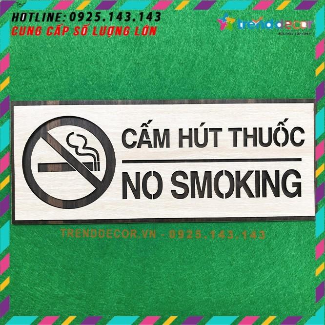 Tranh gỗ treo tường_Biển gỗ No Smoking- Cấm hút thuốc F03_CRN_01 đẹp trang trí nhà và quán cafe Trenddecor