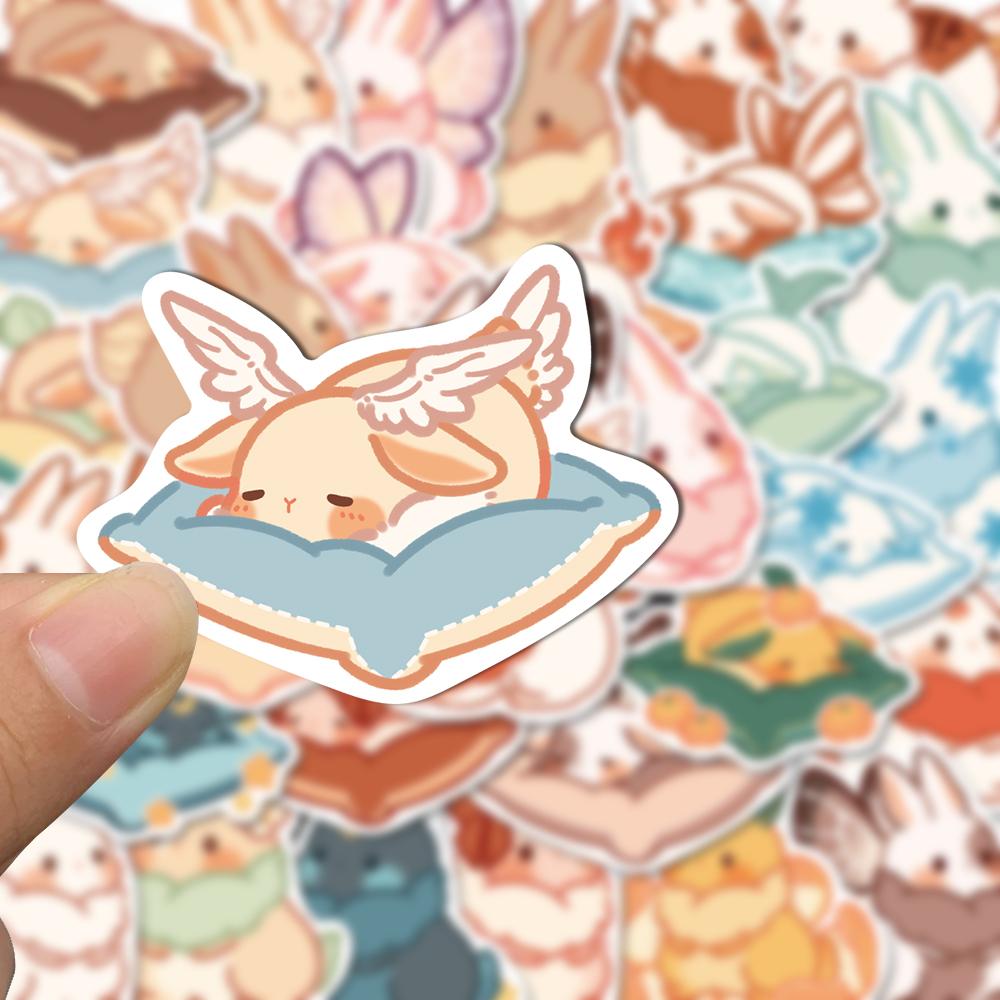 Sticker thỏ ma thuật chibi hoạt hình cute trang trí mũ bảo hiểm, guitar, ukulele, điện thoại, sổ tay, laptop - mẫu S13