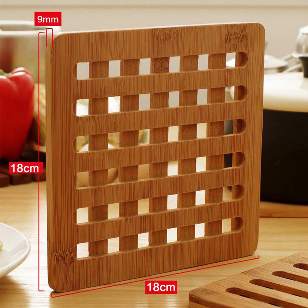 Bamboo Trivet Mat Set for Instant Hot Pot/Dishes/Bowl/Teapot/Pads/Hot Pot Holders Heat Resistant Trivet Square