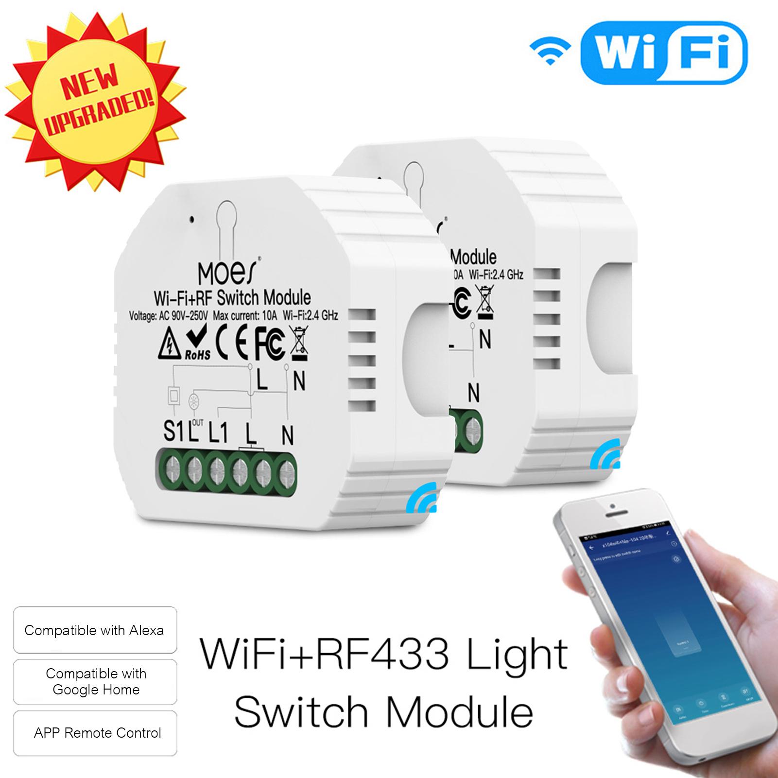 2 cái mô-đun công tắc đèn thông minh, thiết kế ẩn, điều khiển bằng giọng nói, điều khiển từ xa, điều khiển bằng tay