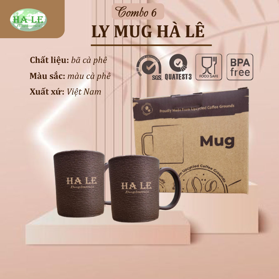 Combo 6: 2 Ly Mug Hà Lê uống cà phê
