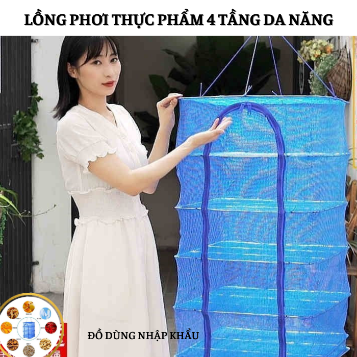 Lồng phơi thực phầm 4 tầng gấp gọn cao cấp an toàn vệ sinh