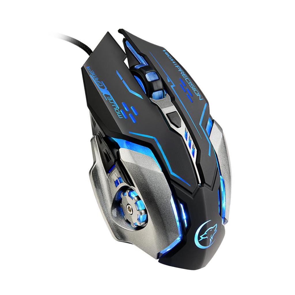USB Wired Mouse Gaming Mice, 6 Buttons LED Backlit Colorful Light, with Scroll