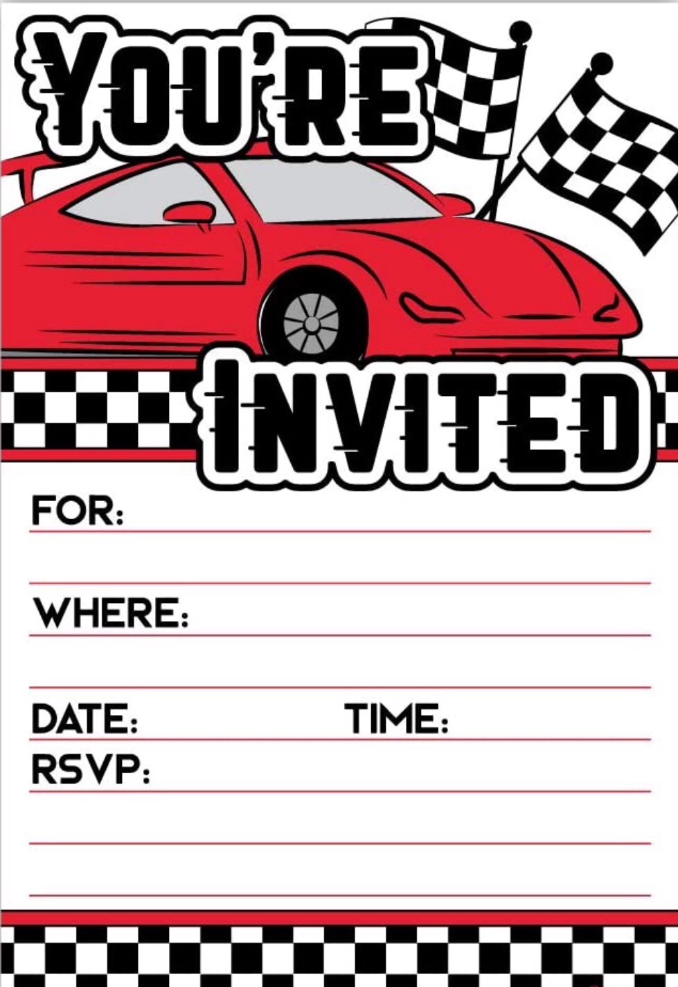 Thiệp sinh nhật cho bé McQueen Invitation Card phg50