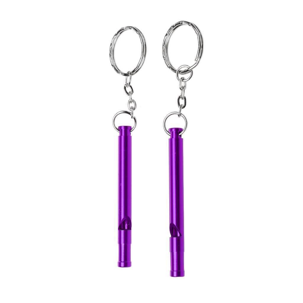 2x2pcs Outdoor Survival Camping Training Emergency Safety Whistle Purple
