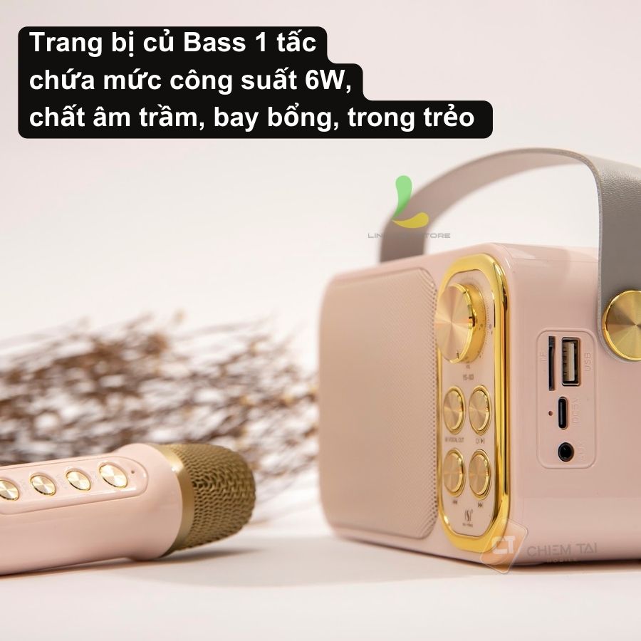 Loa Bluetooth Karaoke Su-Yosd YS103 - Loa xách tay mini chất liệu nhựa cao cấp, công suất 6W và micro không dây - Hàng nhập khẩu