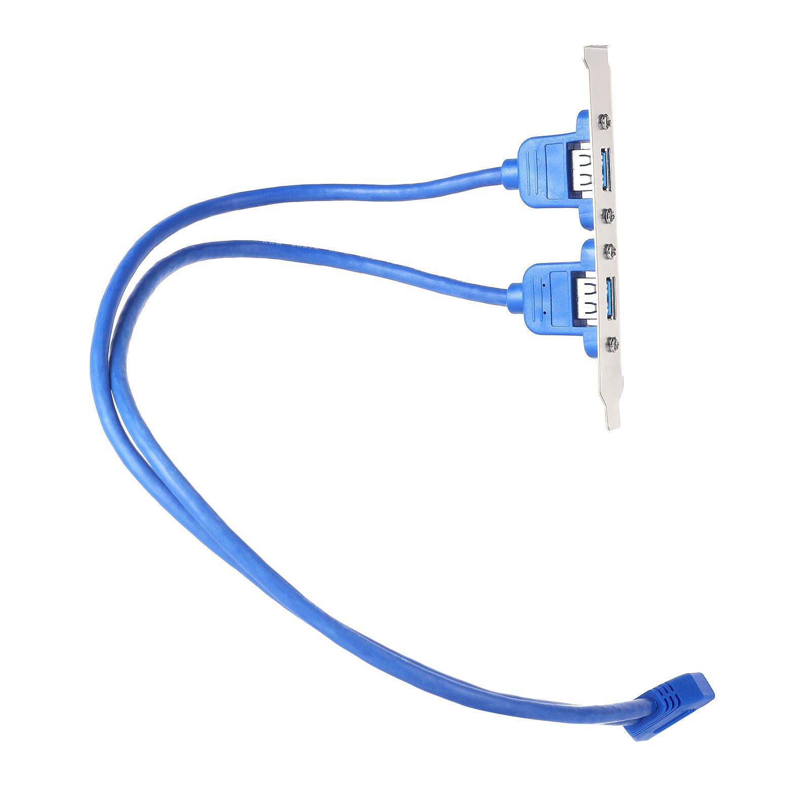 USB 3.0 Dual Port PCI Bracket Cable Motherboard to Back of Computer Case 20pin Header Connector Cable Adapter