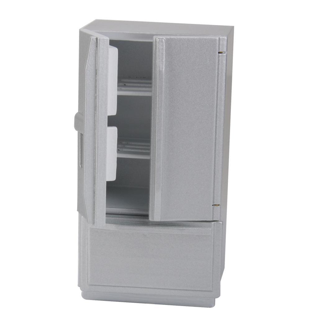 1:12 Dollhouse Miniature Furniture Fridge Refrigerator Silver Dolls House Accessory Home Decoration