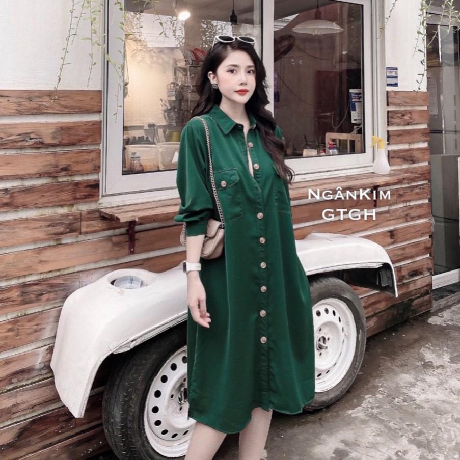 Váy bầu thời trangmặc đi làm đi chơi đều đượcchất lụa Hàn mịn mềm mát, thấm hút mồ hôiFree size 43~68kg