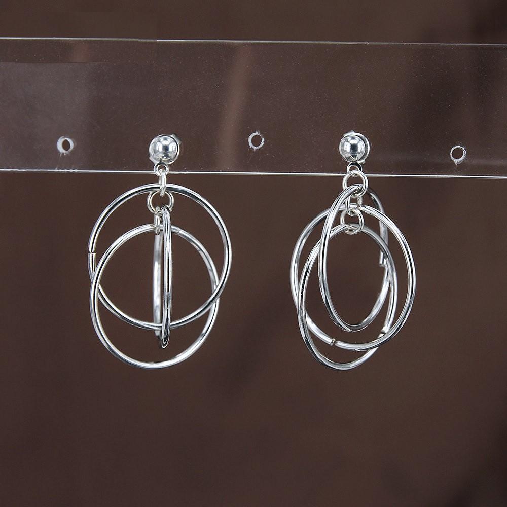 Bông tai idol nhiều vòng tròn phong cách unisex