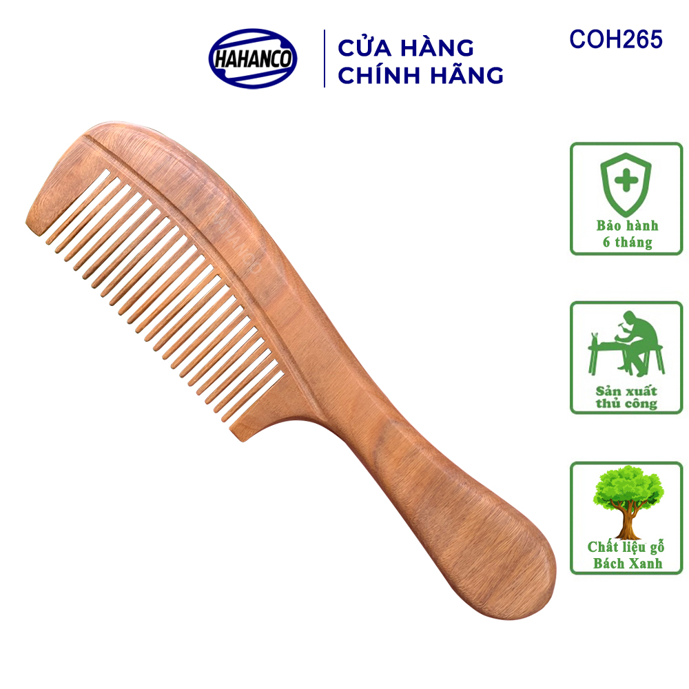 Lược gỗ Bách Xanh có mùi thơm nhẹ (Size: L - 19cm) COH265 - Chải tóc làm dịu tâm trí giảm căng thẳng - Giúp Tóc Suôn &amp; Mềm Không Làm Rụng