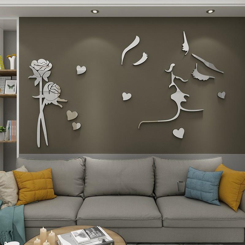 Tranh dán tường mica 3d decor khổ lớn cặp đôi trang trí phòng ngủ, nhà trọ