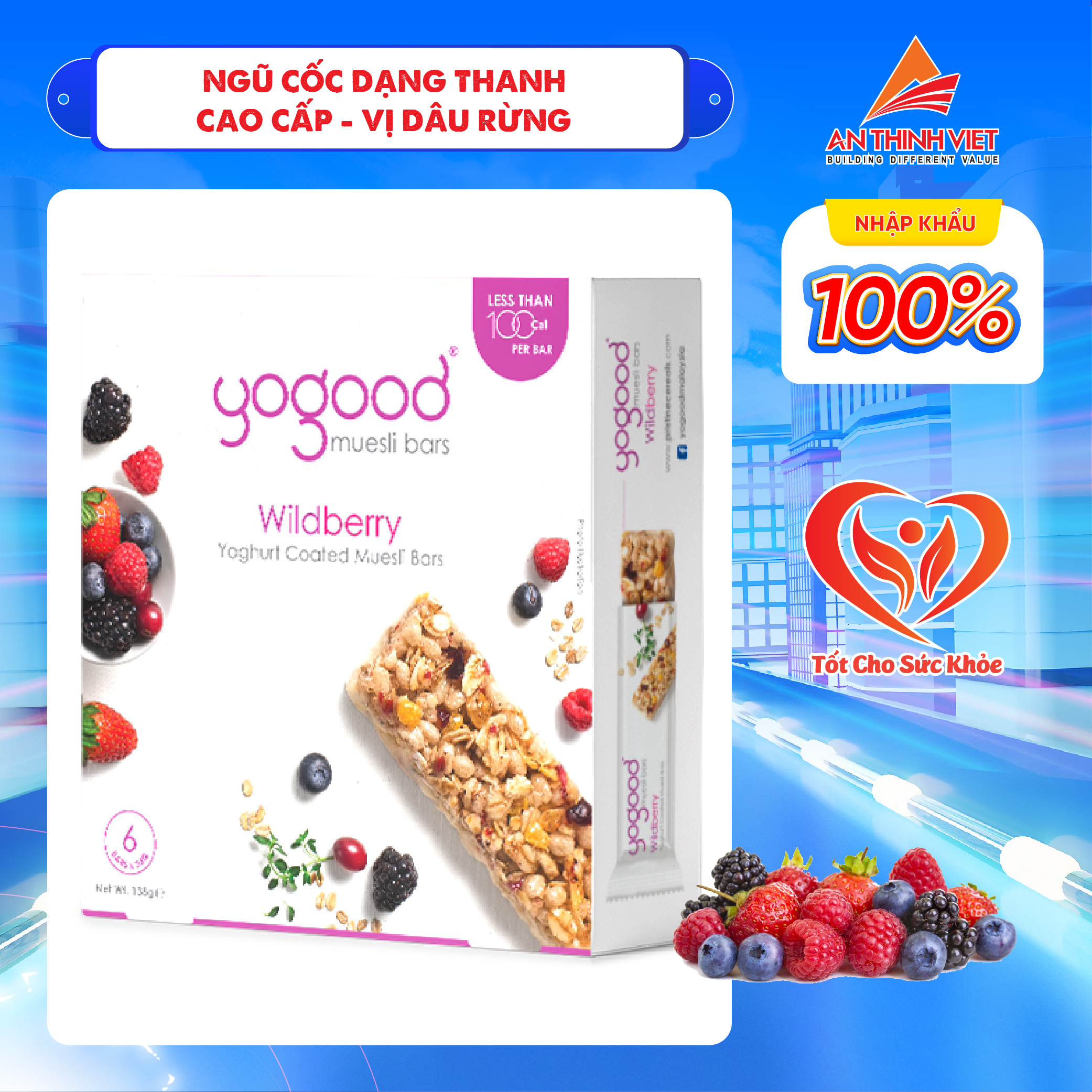 Thanh Hạt Ngũ Cốc Dâu Rừng Yogood - Wildberry Muesli Bars Hộp 138g