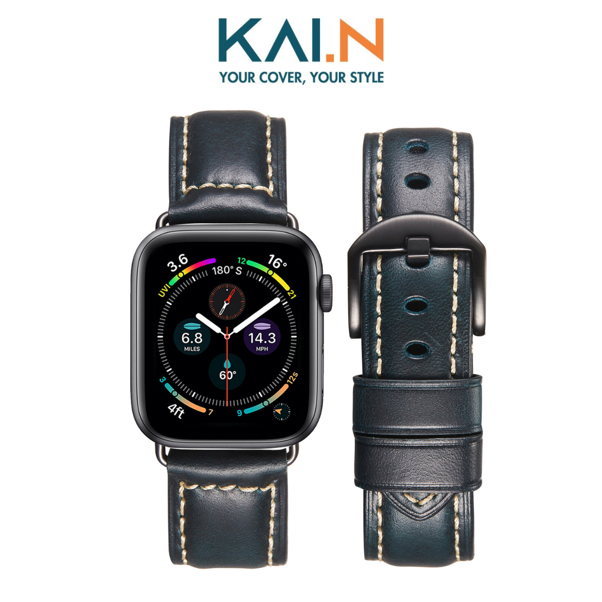 Dây Da Sáp Dầu Kai.N Dành Cho Apple Watch Ultra / Apple Watch Series 1-8/SE/SE2022, Kai.N Classic Italia Leather - Hàng Chính Hãng