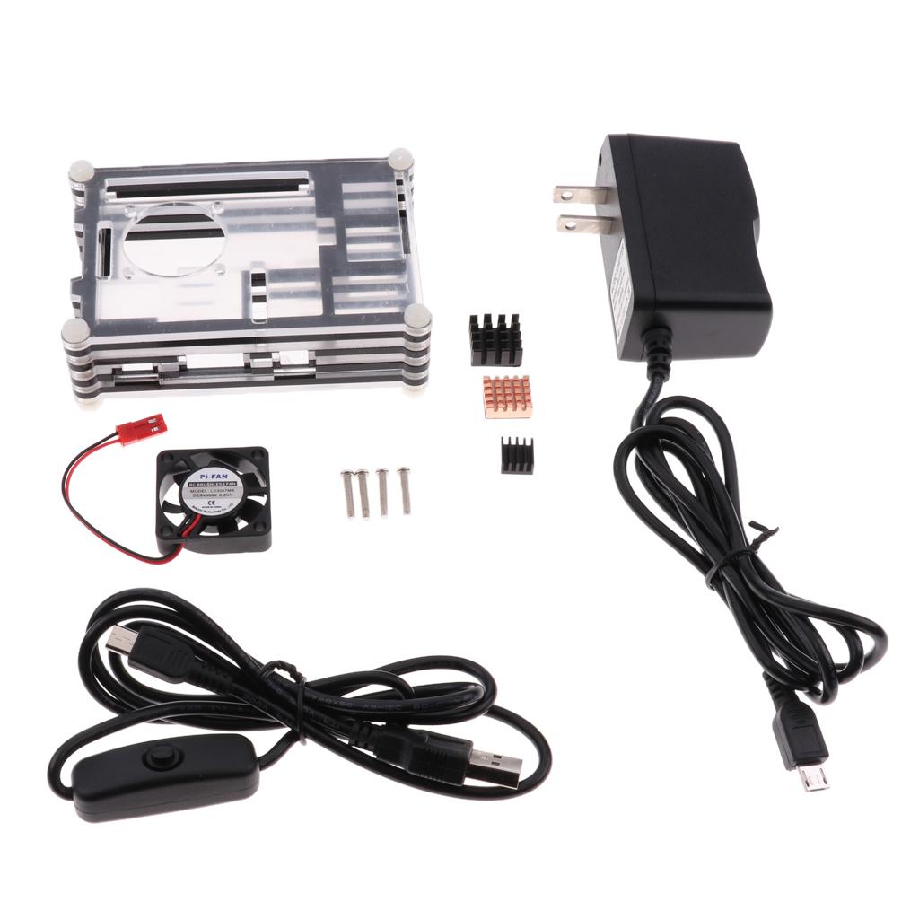 Transparent Acrylic Case with Fan and 2.5A Power Supply for Raspberry Pi 2 3