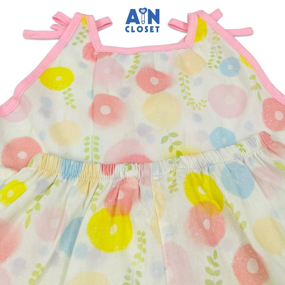 Bộ quần áo Ngắn bé gái họa tiết Cỏ Đồng Tiền Hồng Cotton - AICDBGSKQMJR - AIN Closet