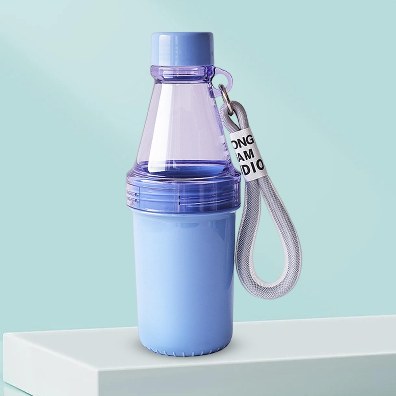 Cold Water Bottle, Sports Bottles, Double Section Cup Drinkware with Sticker with Rope Water Kettle for Girls Boys Cycling Camping Gym