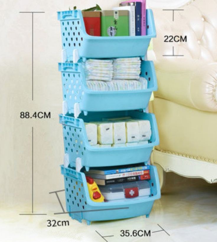 Kệ rổ nhựa 4 tầng đựng đồ đa năng