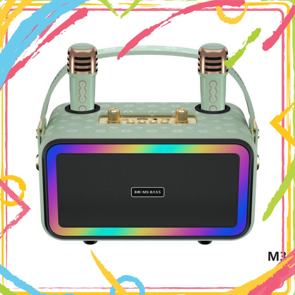 Loa Karaoke Bluetooth 5.3 Booms Bass M3201+ Có Led Rgb Sang Trọng Công Suất Lớn Bass Cực Căng Kèm 2 Micro