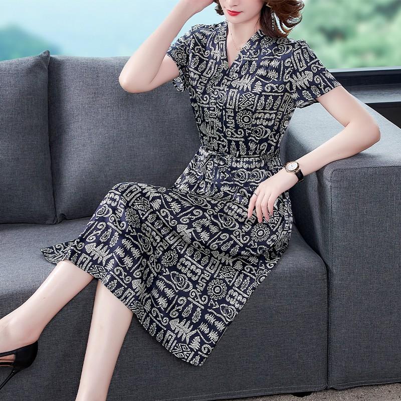 ( HÀNG SẴN) Váy Đầm Công Sở Trung Niên Thắt Eo Đẹp VH50 - Hàng Quảng Châu Cao Cấp