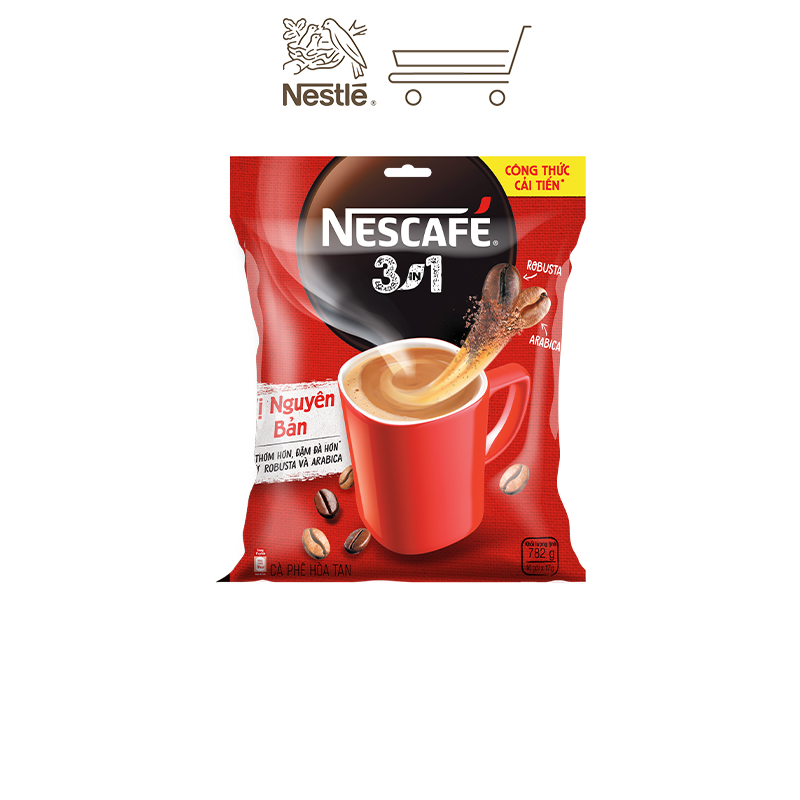 [Tặng Bình nước Inochi 1.3L NESCAFE] Nescafé 3IN1 công thức cải tiến - VỊ NGUYÊN BẢN (bịch 46 gói)