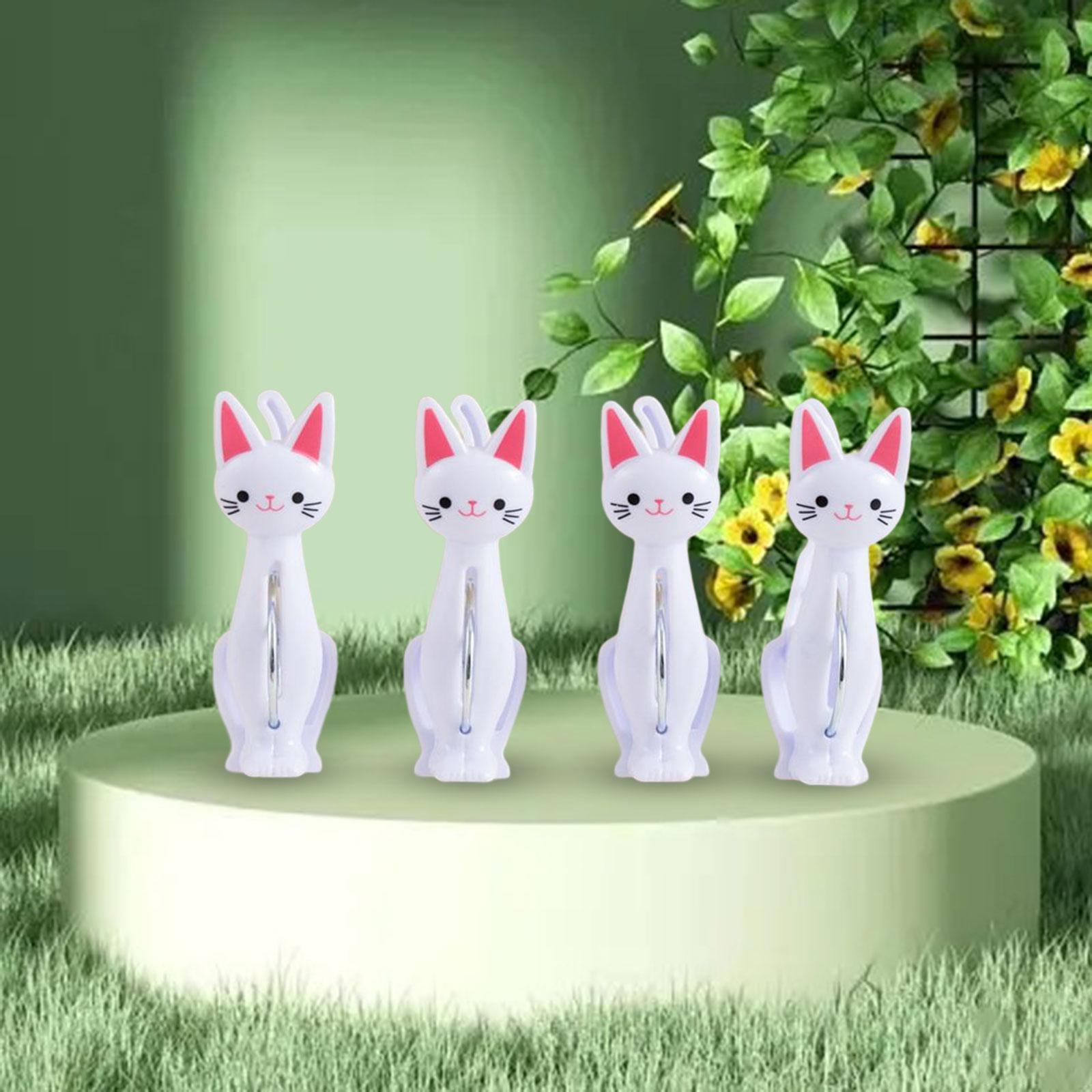 4x Cat Cartoon Clip Clothes Pin Durable Drying Rack Hanging Pegs Clamps for Laundry Camping