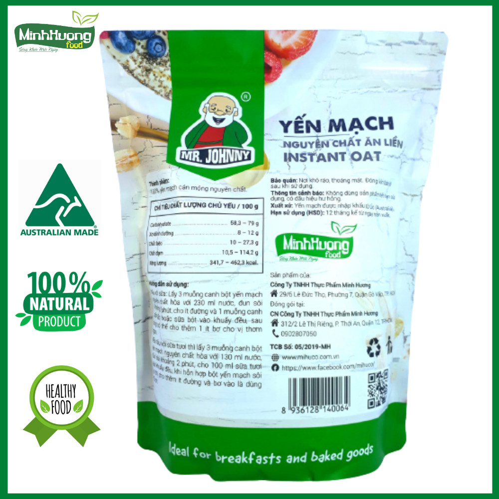 COMBO 2 Bịch Yến Mạch Úc Tươi Mr Johnny - Cho người ăn kiêng, giảm cân