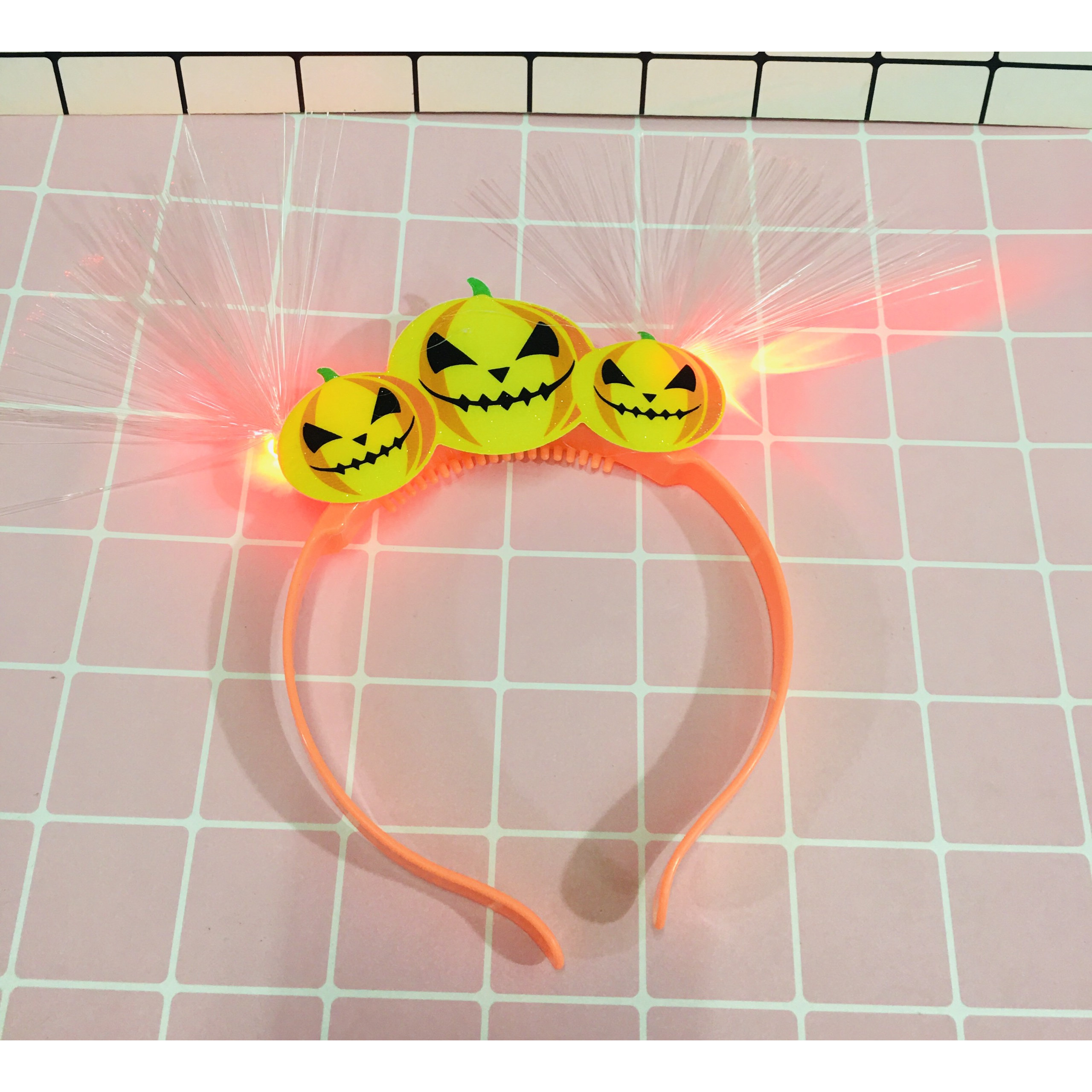 Set 2 bờm bí ngô có đèn hoá trang Halloween