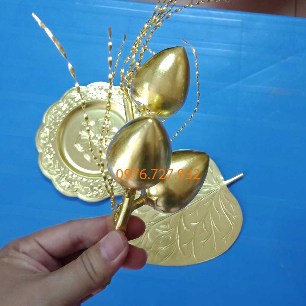 Trầu cau thờ cúng bằng đồng, quả cau lá trầu bằng đồng, bộ trầu cau trùm 3 quả